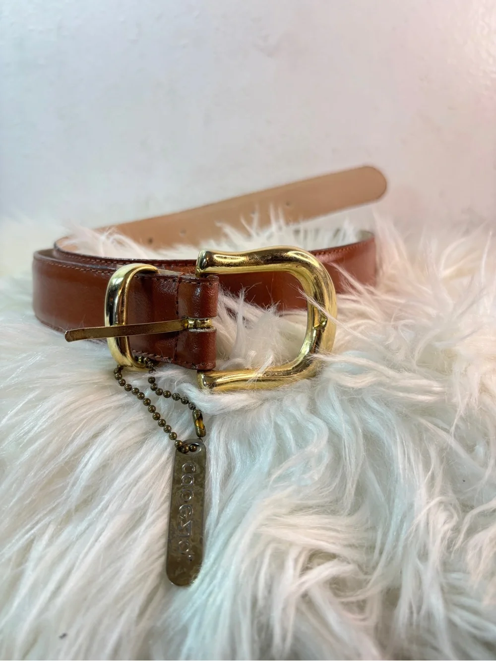 Capezio Tan Leather Belt with Gold Buckle